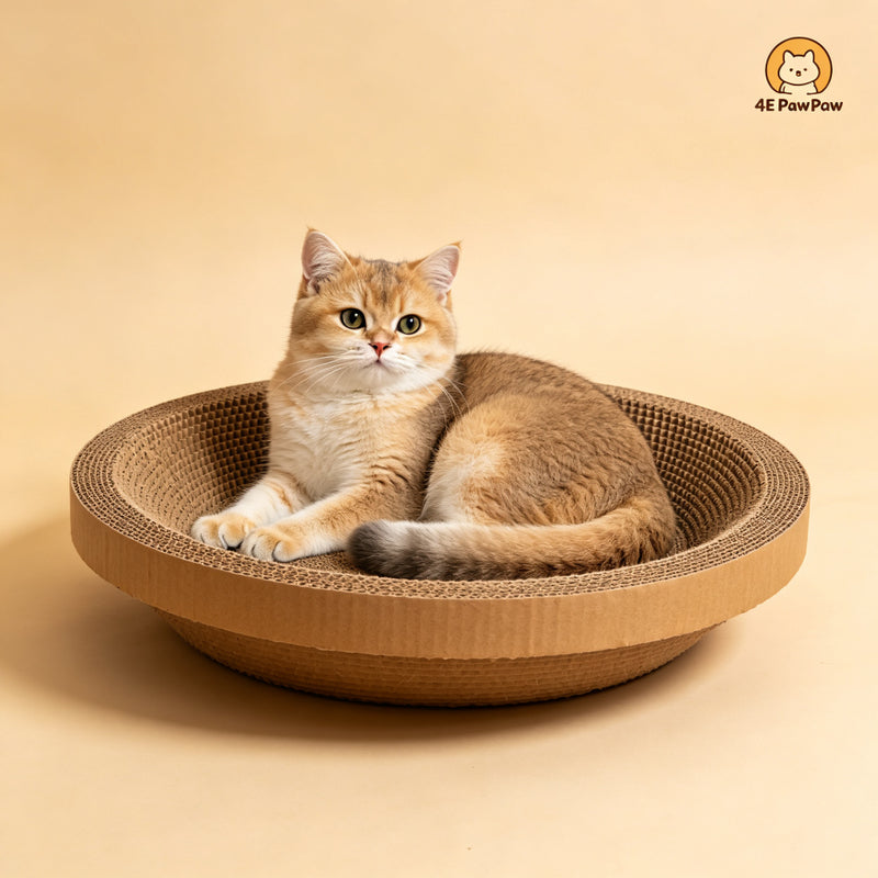 Round Cat Scratcher Bed Lounge - Scratch & Sleep in One
