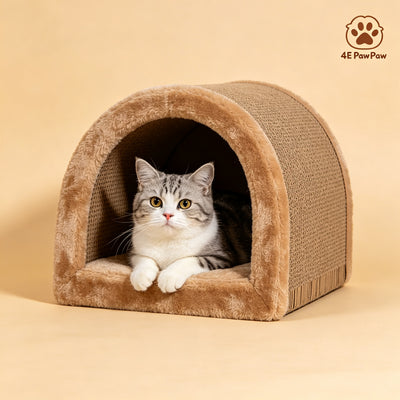 Premium Cat Scratcher Bed Cave House - Cozy Hideaway