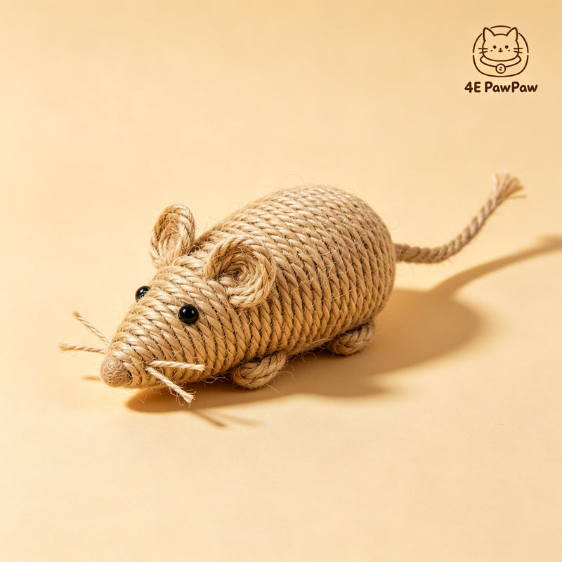 Natural Sisal Mouse Cat Chew Toy - Durable & Bite-Resistant